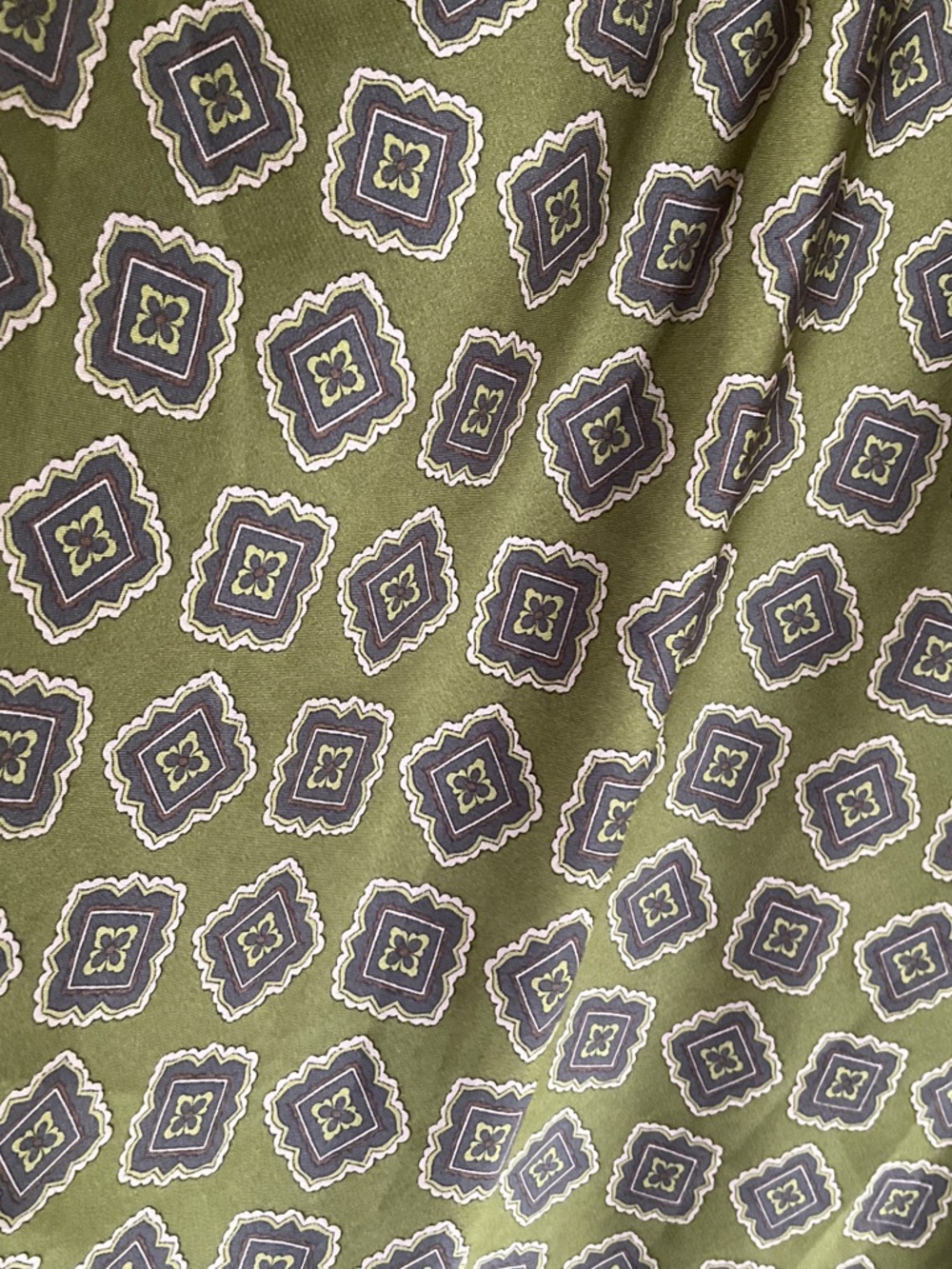 Mango Olive Green Geometric Satin Long-Sleeve Mini Dress - Picture 5 of 7